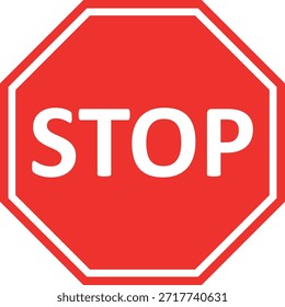 Icono de signo de parada rojo. Gráfico de Vector plano para seguridad vial, regulación de tráfico y prohibición. Aislado en el fondo blanco para el Web y el diseño de la impresión.