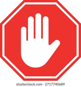 Symbol für rotes Stoppschild. Flat Vector Graphic for Road Safety, Traffic Regulation, and Prohibition. Einzeln auf weißem Hintergrund für Web- und Druckdesign.