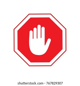 red stop sign icon with hand