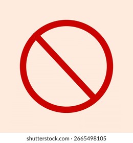 Icono rojo de la señal de stop: sin símbolo de Vector de entrada con signo de prohibición, marca circular roja de advertencia, diseño plano del símbolo de parada, gráfico de prohibición y precaución, sin icono de Vector de señal, círculo rojo con Clipart de línea