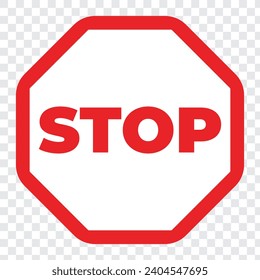 Rotes Stopp-Symbol mit flachem Textsymbol für Apps und Websites. Stoppzeichen-Symbol, Vektorgrafik