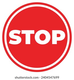 Icono de signo de parada roja con icono de texto plano para aplicaciones y sitios web. parar ilustración vectorial de icono
