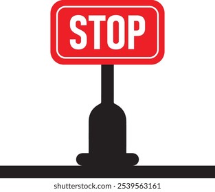 Icono rojo de la señal de parada con el icono plano del texto para los App y los Sitios web