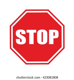 Red Stop Sign Icon Text Flat Stock Vector (Royalty Free) 423081808 ...