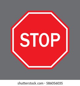     Red stop sign icon with text flat icon for apps and websites