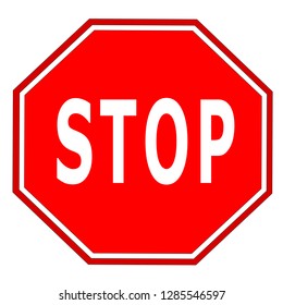 Red Stop sign icon. Traffic regulatory warning stop symbol.