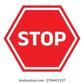 Ícone de Sinal de PARADA Vermelho - Ilustração de Vetor do Símbolo de Aviso de Parada de Mão Isolado em Branco, ilustração vetorial.