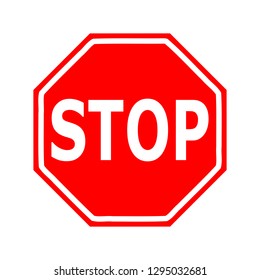 Red Stop Sign isolated on white background. Traffic regulatory warning stop symbol. Vector illustration