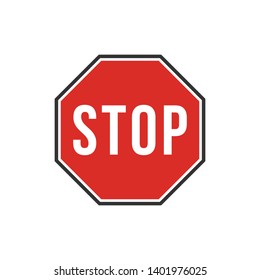 Red stop sign isolated on white background. Traffic symbol modern simple vector icon