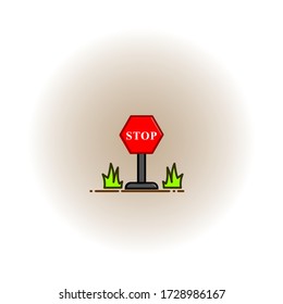 Signo de parada roja aislado en fondo blanco. Símbolo de detención de advertencia de tráfico. Ilustración del vector
