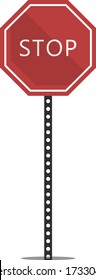 Signo de parada roja aislado en fondo blanco. Símbolo de detención de advertencia de tráfico. Ilustración del vector