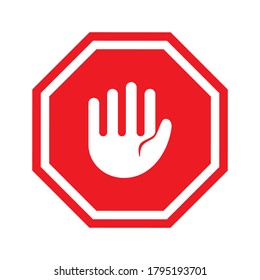 Signo de parada roja aislado en la ilustración del vector de fondo blanco