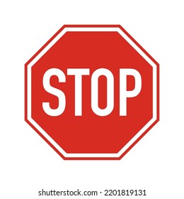 Rotes Stoppschild einzeln auf Weiß. Vektorelement