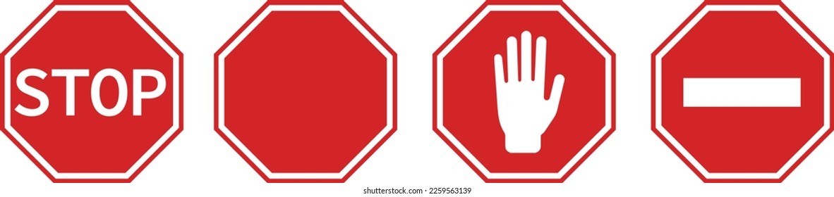 Red Stop Sign isolated on white background. Traffic regulatory warning stop symbol.