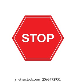 Red stop sign isolated on white background vector illustration