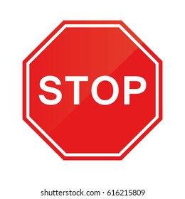 Red Stop Sign isolated on white background. Traffic regulatory warning stop symbol. Vector illustration, EPS10.