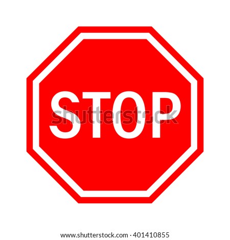 Red Stop Sign isolated on white background. Traffic regulatory warning stop symbol. Vector illustration, EPS10.