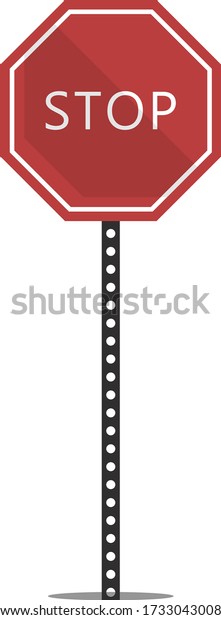 Red Stop Sign isolated\
on white background. Traffic regulatory warning stop symbol. Vector\
illustration