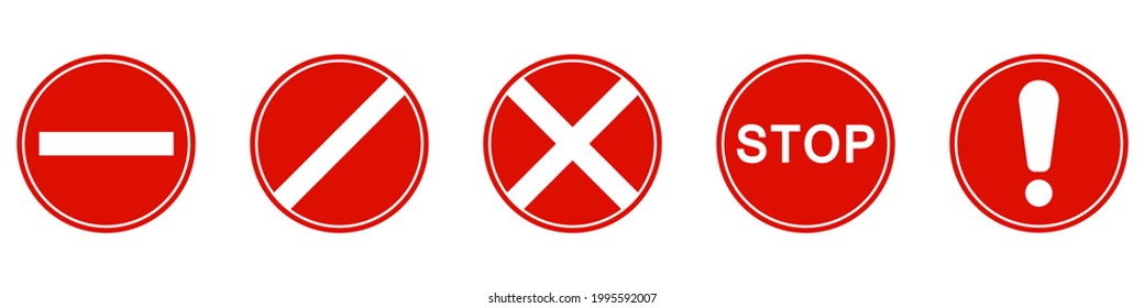 Señal de parada roja aislada. Establezca el icono de signo de parada roja, no introduzca. Detener la señal de advertencia. - EPS vectorial 10