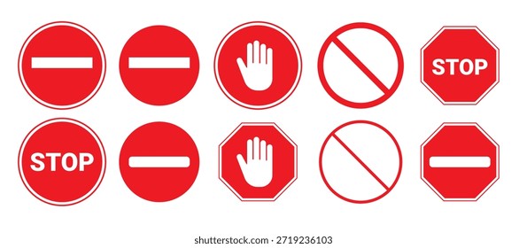 Sinal vermelho STOP isolado. Sinal de interrupção de vetor
