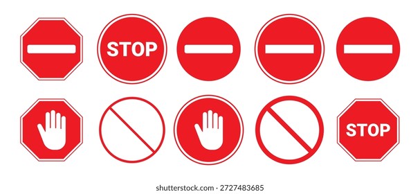 Red STOP sign isolated. Vector Stop hand sign
