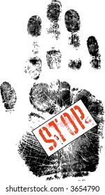 Red Stop sign on a handprint (Vector Format)