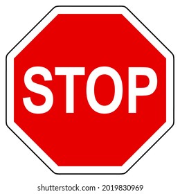 Red stop sign on white