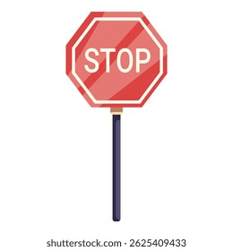 Red stop sign is standing on a pole, signaling to any approaching vehicles or pedestrians to come to a complete stop