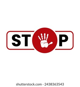 A red stop sign with texture and high contrast. Vector icon illustration red stop sign