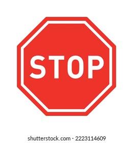 Red stop Sign, Traffic regulatory warning stop symbol in black flat design on white background