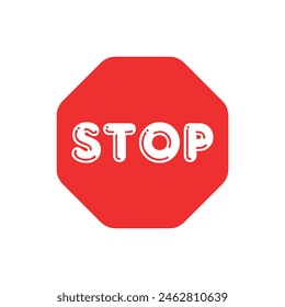 Red Stop Sign. Traffic regulatory warning stop symbol.