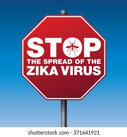 A red stop sign warning against the spread of the Zika Virus. Vector EPS 10 available.
