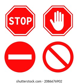 Señales de parada rojas colocadas sobre fondo blanco. Señales de parada rojas, gran diseño para cualquier propósito. Vector de icono de información. 