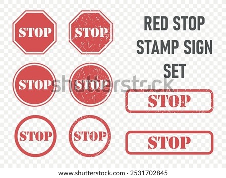 Red stop stamp vector sign set grunge style