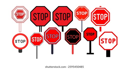 Red Stop Traffic Road Sign on Red Stop Traffic illustration Road Sign on  transportation  sign Vector on white background