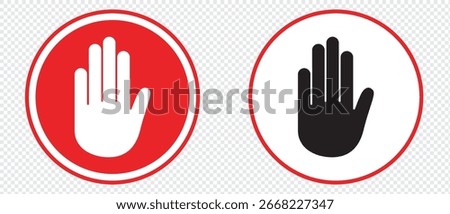  Red Stop Traffic Sign Icon in Flat Design Isolated on Transporation Background,Traffic Regulatory Warning Stop Symbol Illustration, Stop Vehicle Before Passing, UK Road Work Sign, Under Construction