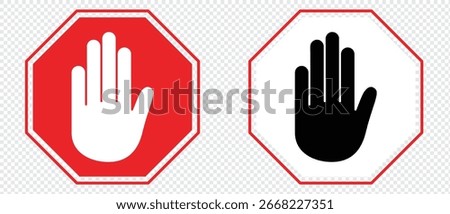  Red Stop Traffic Sign Icon in Flat Design Isolated on Transporation Background,Traffic Regulatory Warning Stop Symbol Illustration, Stop Vehicle Before Passing, UK Road Work Sign, Under Construction