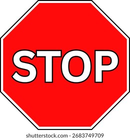 Red Stop Traffic Sign Vector