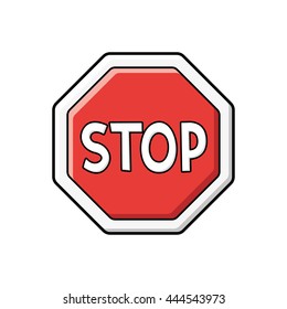 Red stop traffic sign vector icon.