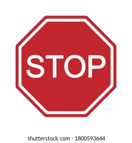 Red stop vector sign. Prohibition icon. Traffic and road symbol logo. Isolated on white background.