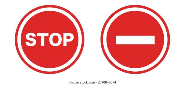 Red stop-mark icon set. Vector.