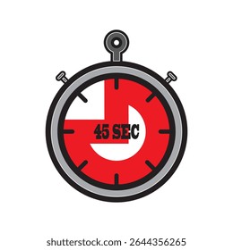 Red Stopwatch Icon Indicating Forty-Five Seconds with Modern Design Elements