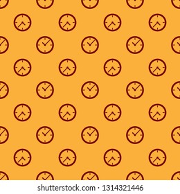 Red Stopwatch icon isolated seamless pattern on brown background. Time timer sign. Vector Illustration