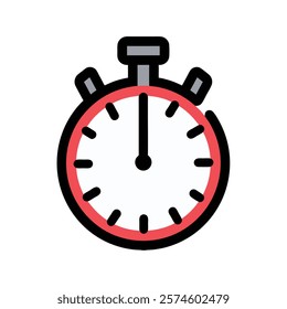 Red Stopwatch Icon Time Management Tool