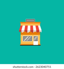 Vetor de armazenamento vermelho. Assine para promoção e sites. Um design de loja simples para aplicativo móvel.