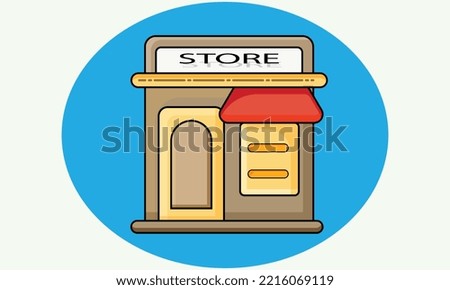 Red store vector. Sign for promotion and websites. A simple store design for mobile application.