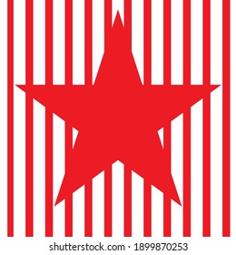 líneas rectas rojas y gran estrella roja sobre el vector de fondo blanco