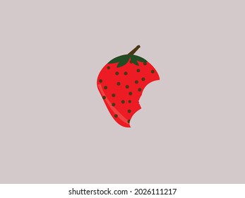fresas rojas con marcas de mordedura