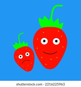 red strawberries on a blue background