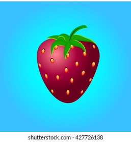 Red strawberries on a blue background